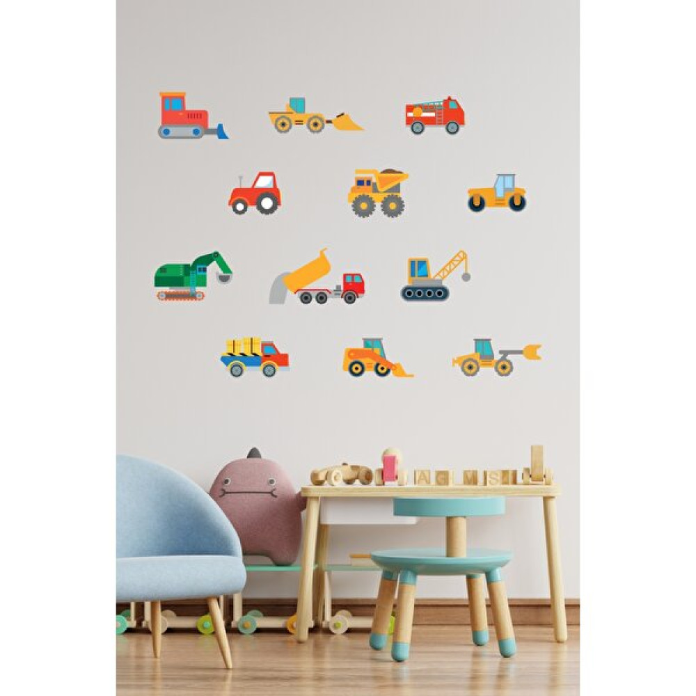 Engin Çocuk Odası Iş Makineleri Sticker Seti Duvar Stickerı Fiyatı