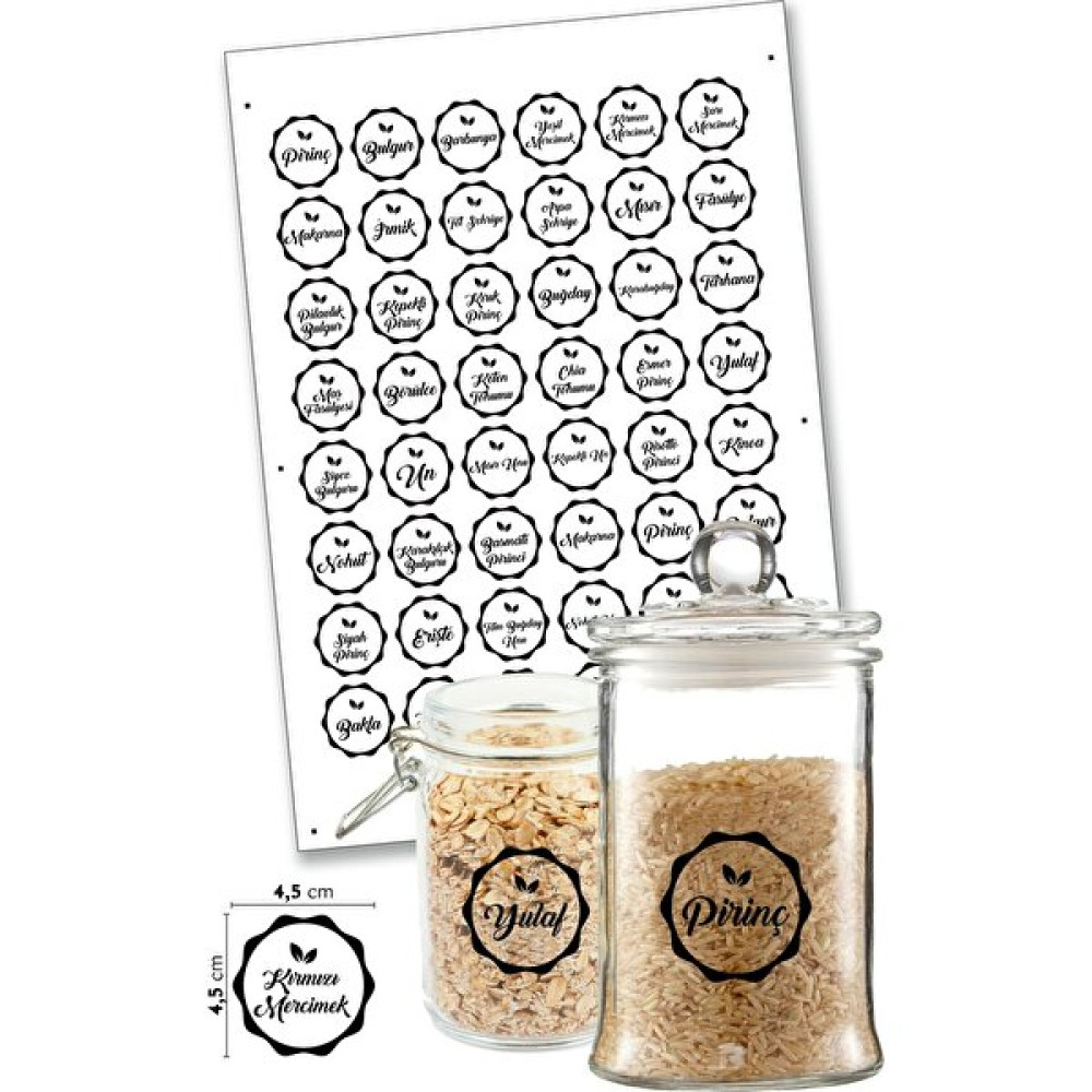 Engin Print Şeffaf Bakliyat Kavanoz Etiketi, (48 Çeşit) Bakliyat Sticker Baharat Setleri & Baharatlıklar Fiyatı
