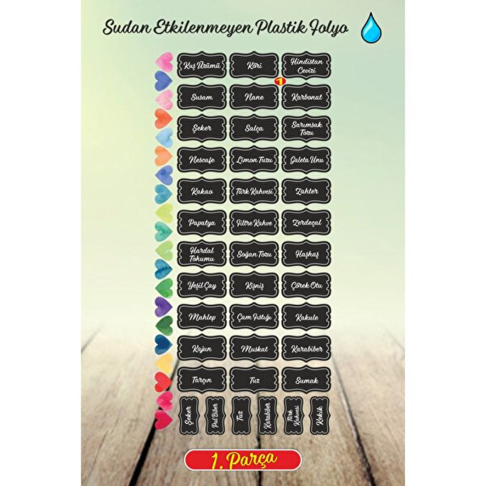 Engin Print Siyah 107 Adet Baharat-Bakliyat-Kuruyemiş Kavanoz Etiketi-Sticker - Baharat Setleri & Baharatlıklar Fiyatı