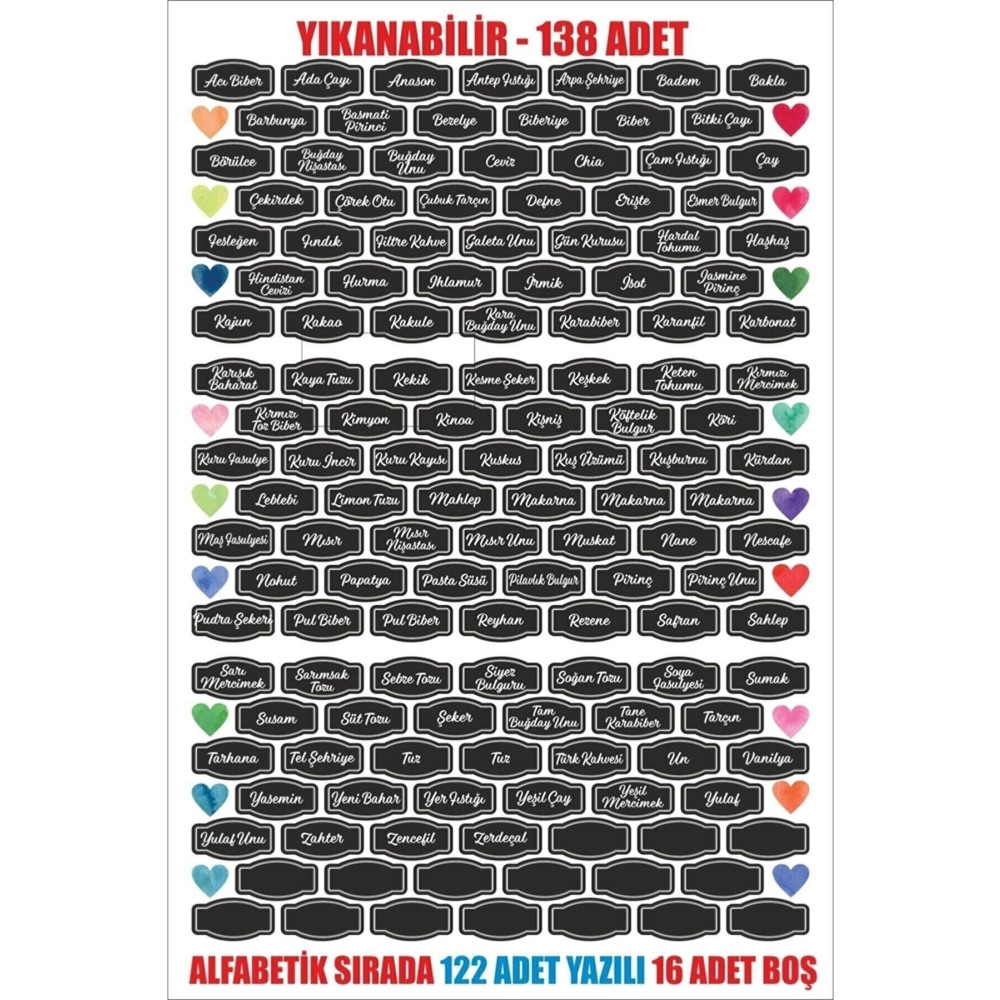 ENGINPRINT Kuruyemiş Baharat Bakliyat Kavanoz Etiket Baharat Setleri & Baharatlıklar Fiyatı