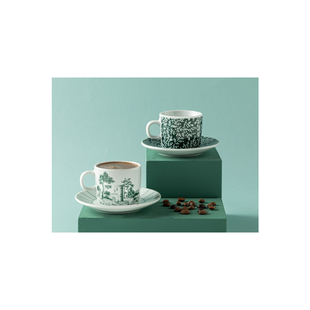 English Home Dear Porselen 2li Kahve Fincan Takımı 80 Ml Koyu Yeşil Fincan / Bardak / Kahve Takımı Fiyatı