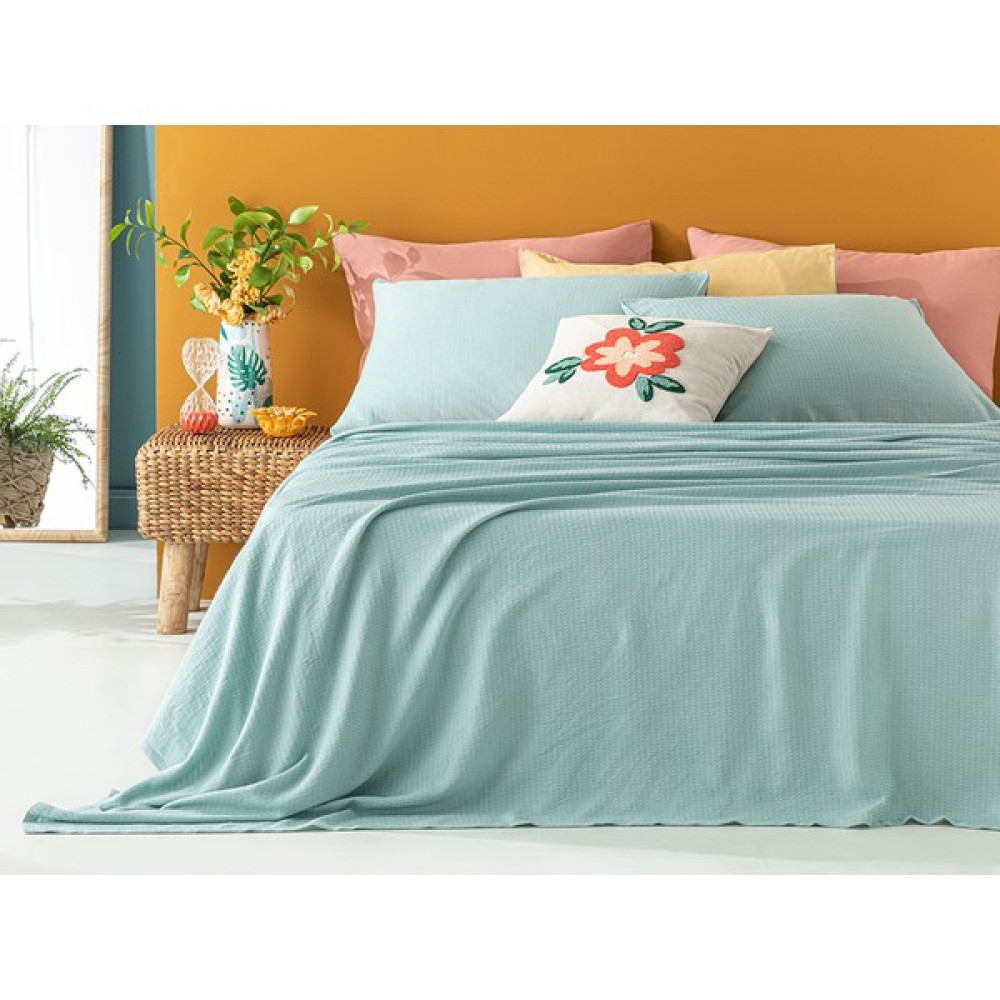 English Home Genesis Soft Touch Çift Kişilik Pike Seti 200 x 220 cm Turkuaz - Turkuaz - Gri Pike & Pike Takımı Fiyatı