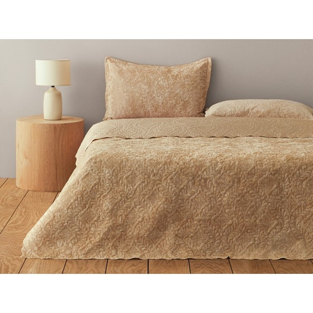 English Home Royal Charm Kadife Çift Kişilik Yatak Örtüsü Takımı 200X220 cm Gold - 200 x 220 cm Yatak Örtüsü Fiyatı