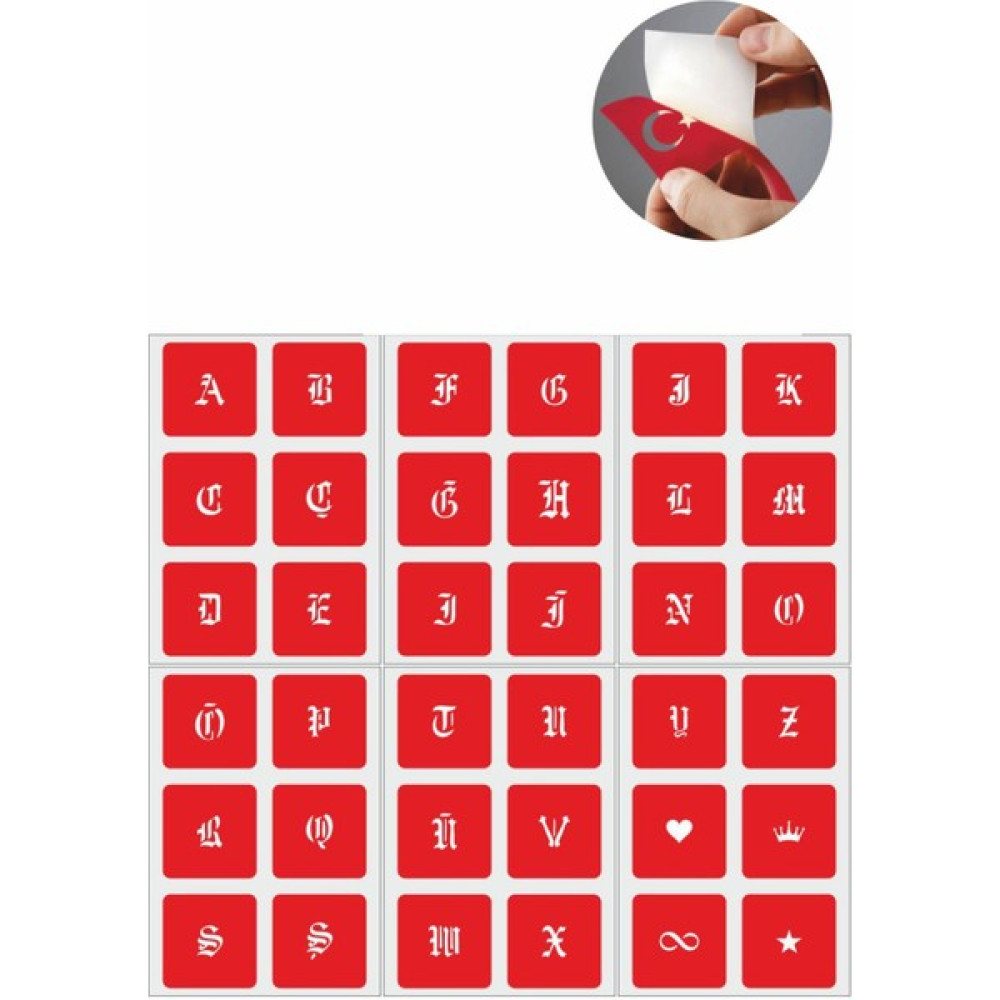 Enhavalı Büyük Boy Gotik Font Harf 5 Adet Geçici Dövme Kına Şablonu Sağlık / Bakım / Kozmetik Fiyatı