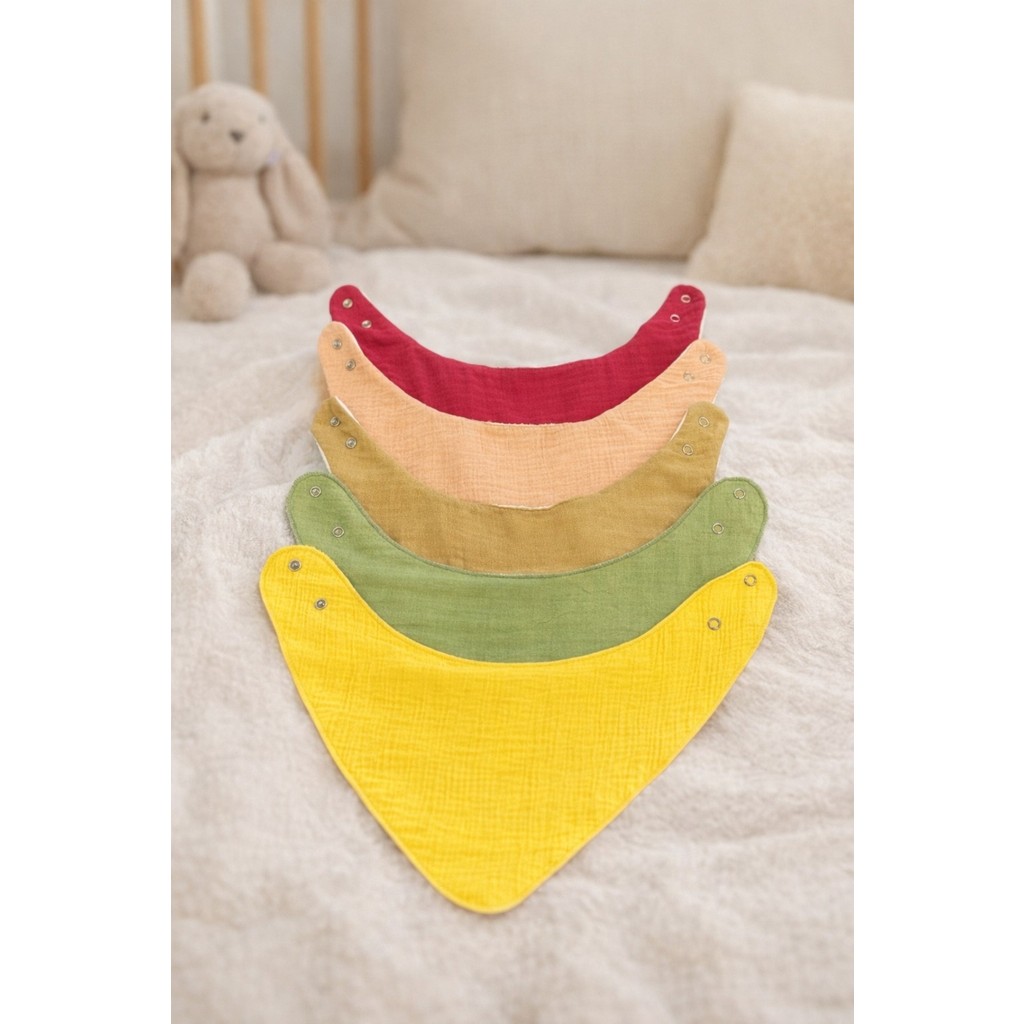 Enhitbaby %100 Pamuk Sıvı Geçirmez Oval Fular Önlük 5'li Set - Pembe - 0 - 3 Yaş Mama Önlüğü Fiyatı