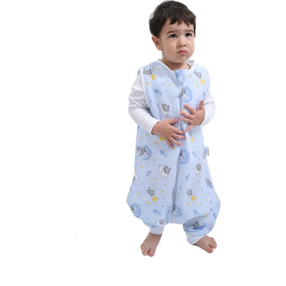 Enhitbaby Çocuk Bebek Yazlık Baharlık Uyku Tulumu Mavi Kedi Müslin 0,5 Tog 6-12 Ay Bebek Tulumu Fiyatı