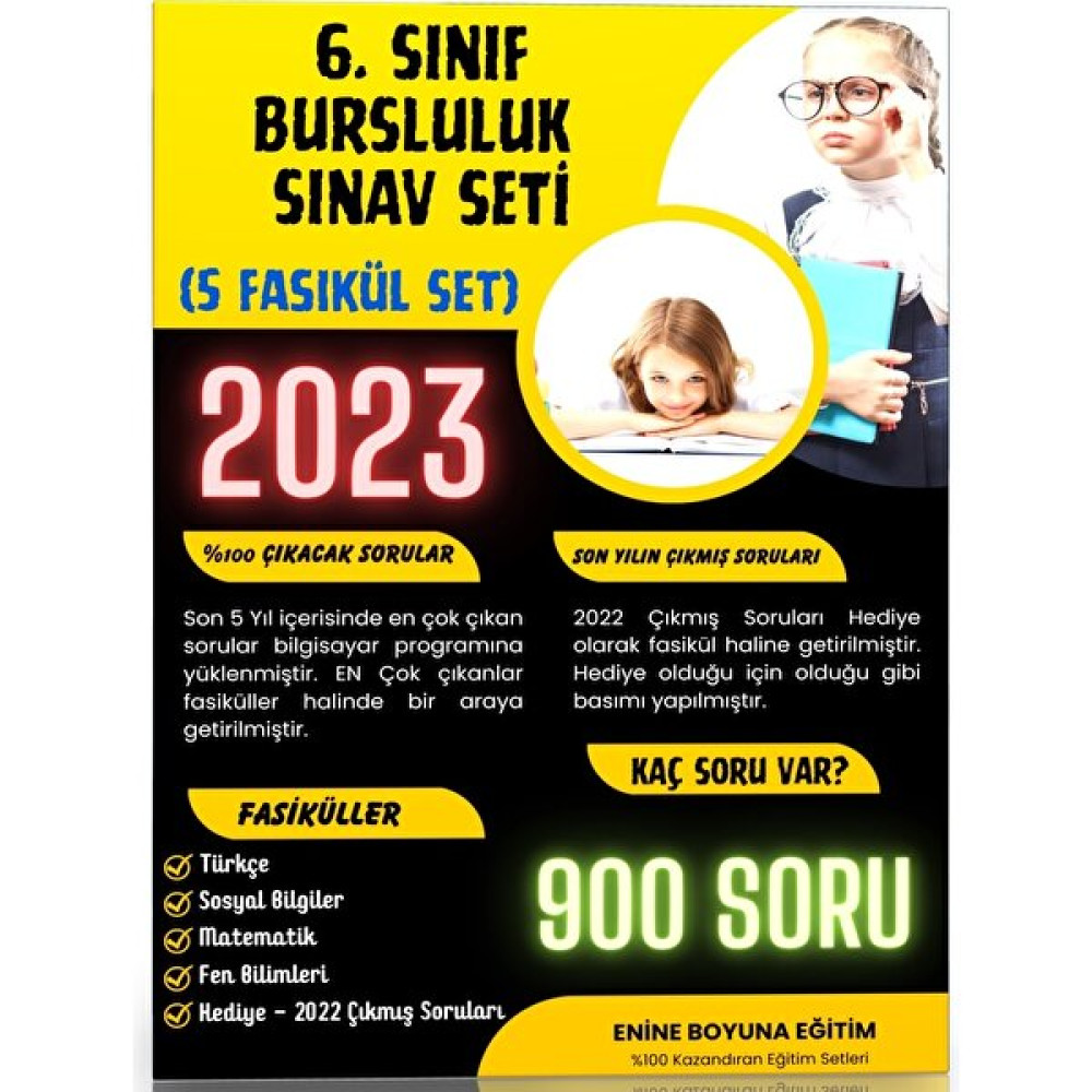 Enine Boyuna Eğitim 6. Sınıf Bursluluk Sınav Seti (5 Fasikül Kitap) Eğitim Setleri Fiyatı
