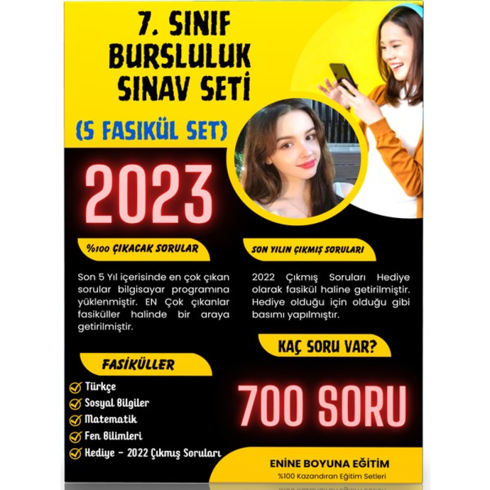 Enine Boyuna Eğitim 7. Sınıf Bursluluk Sınav Seti (5 Fasikül Kitap) Eğitim Setleri Fiyatı
