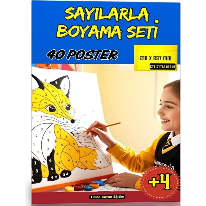 Enine Boyuna Eğitim Sayılarla Boyama Setiniz (Çıtçıtlı Dosya ile 40 Poster Boyama) Klasör Fiyatı