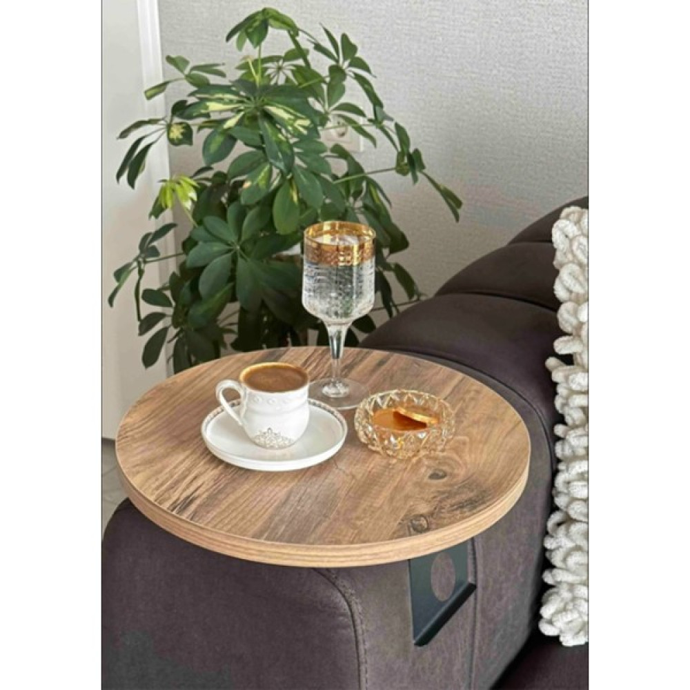 Enirey Açık Ceviz Ahşap Koltuk Yanı Sehpa Kola Ayarlanabilir Tepsi 42CM Genişlik Dekoratif Modern Tepsi - Atlantik Çam Yan Sehpa Fiyatı