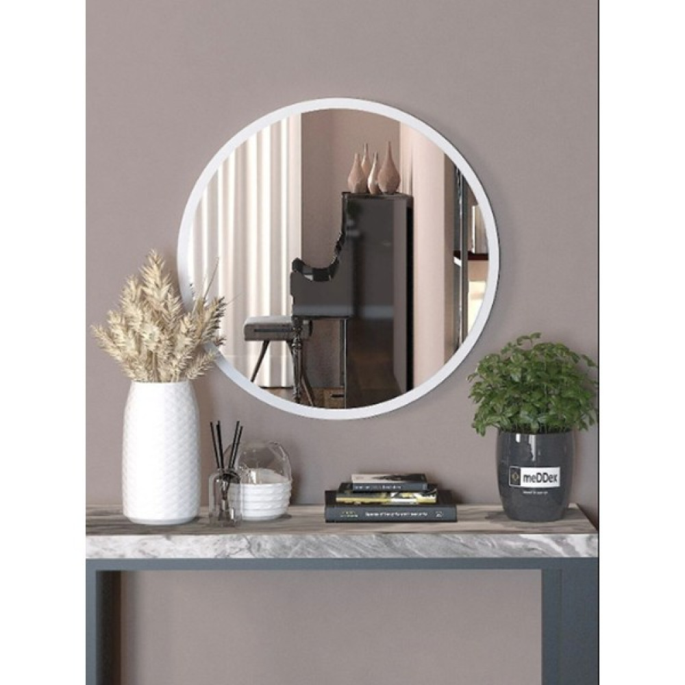 Enirey Dekoratif Yuvarlak Antre Hol Koridor Duvar Salon Mutfak Banyo Wc Ofis Aynası 50 cm - Beyaz - 50x50 Banyo Aynası Fiyatı