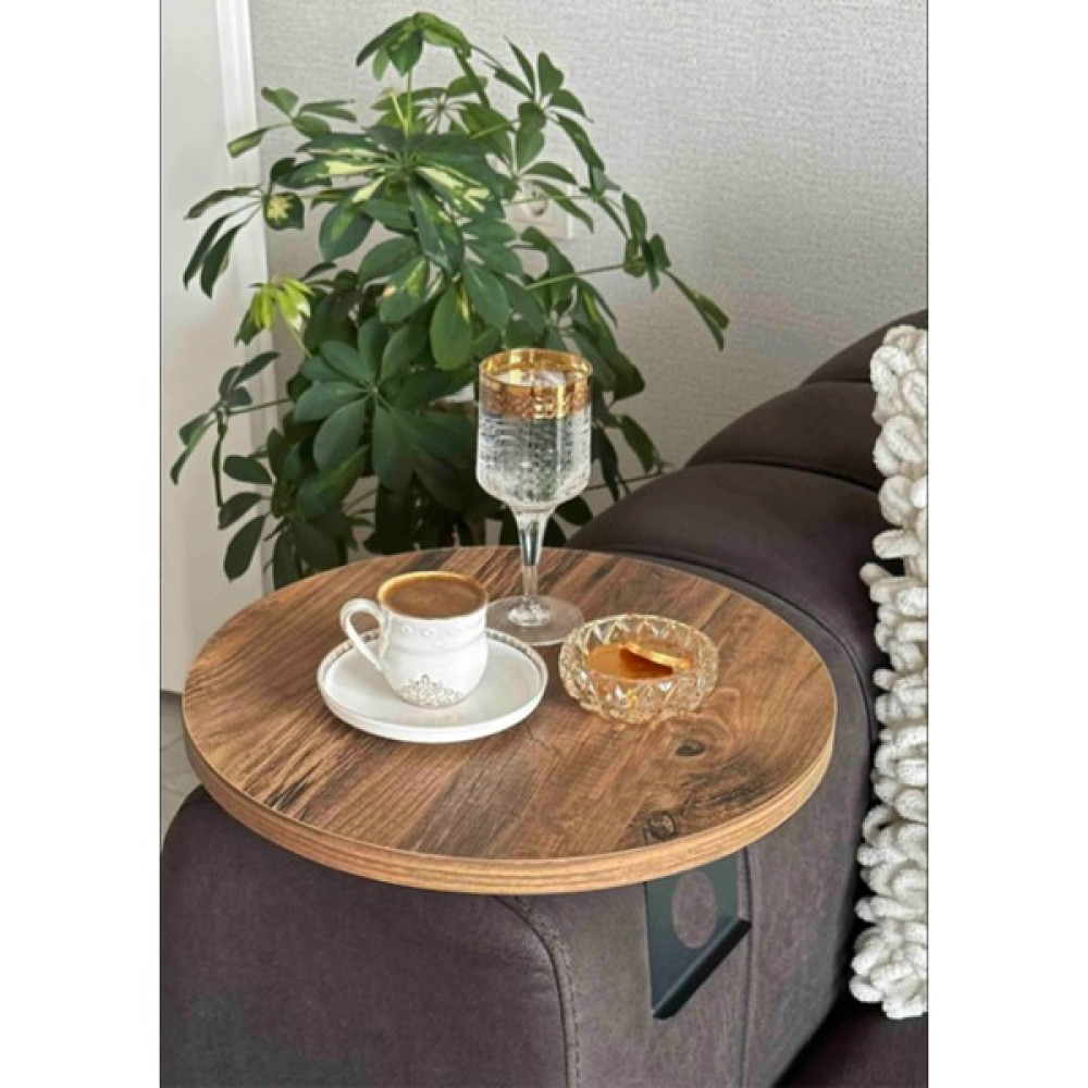 Enirey Koyu Ceviz Ahşap Koltuk Yanı Sehpa Kola Ayarlanabilir Tepsi 31CM Genişlik Dekoratif Modern Tepsi - Koyu Kahverengi Yan Sehpa Fiyatı