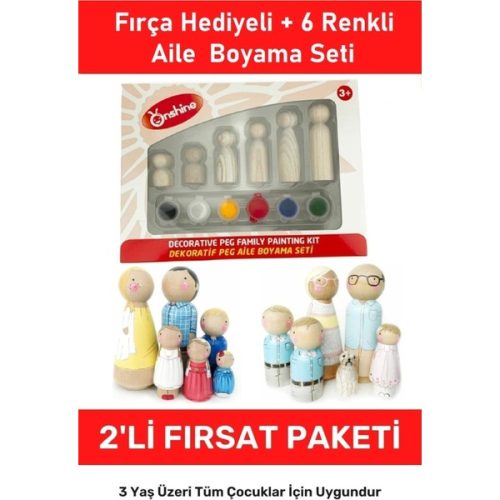 Enjoy My Design 3 Yaş Üzeri 2 Paket 12 Figürlü Boyalı Fırçalı Dekoratif Peg Aile Boyama Seti - Ahşap Desenli - 0 Bebek Oyuncakları Fiyatı