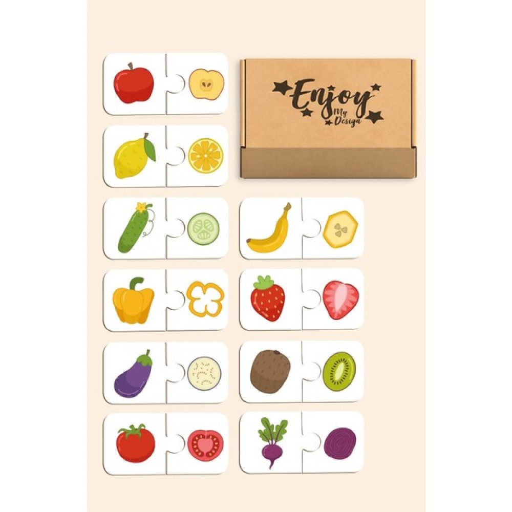 Enjoy My Design Ahşap Iki Parçalı Puzzle Eşleştirme Oyunu Okul Öncesi Bebek Eğitici Oyuncak Meyve ve Sebzeleri Öğreniyorum Eğitici Oyuncak Fiyatı