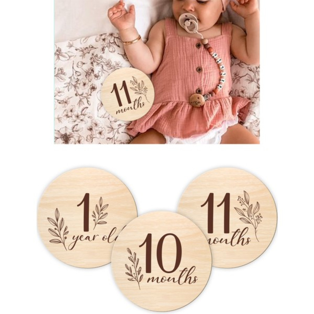 Enjoy My Design Aylık Bebek Kartları Wooden Milestone Cards Ingilizce Bebek Anı Kartı Seti Anne, Bebek Fiyatı