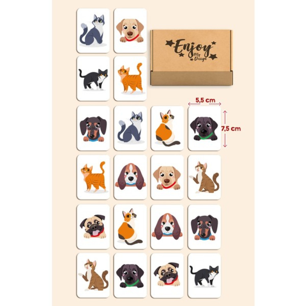 Enjoy My Design Sevimli Kedi Köpek Eşleştirme Hafıza Oyunu Memory Game Ahşap Eğitici Oyuncak - Beyaz - 0 Bebek Oyuncakları Fiyatı