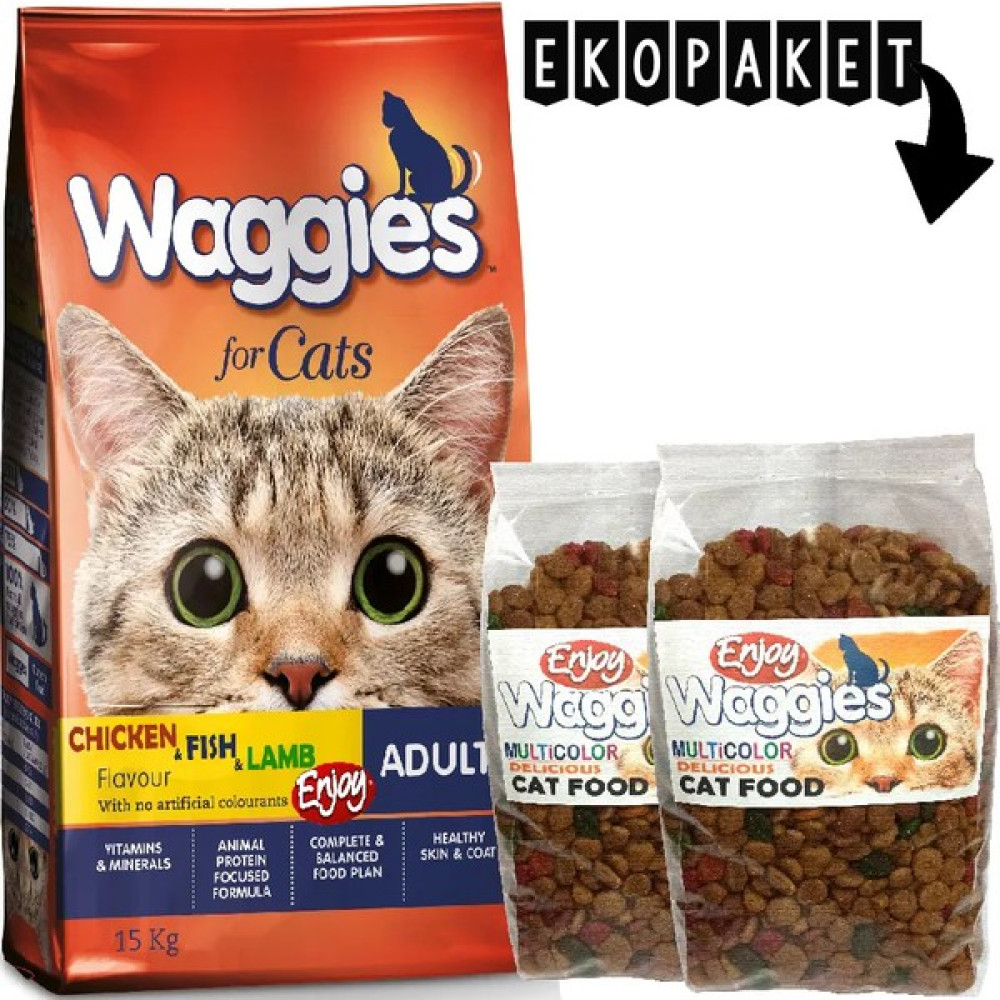 Enjoy Waggies Multicolor Etli Balıklı Tavuklu Premium Kedi Maması 2kg Ekopaket Evcil Hayvan Ürünleri Fiyatı