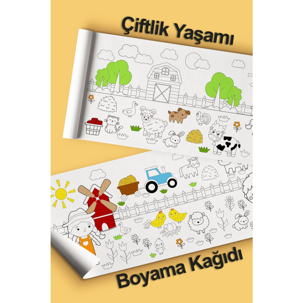 Enjoymydesign Çiftlik Yaşamı Dev Boyama Kağıdı 2.5 Metre Tatil Aktivite Rulosu - Çocuk Eğitici Boya Rulo Kağıt Eğitici Oyuncak Fiyatı
