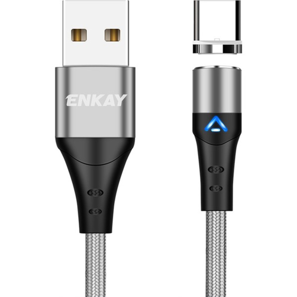 Enkay Hat Prınce 2m 3A Hızlı Şarj Manyetik Kablo Usb'den Type-C'ye 480MBPS Veri Kablosu - Gümüş (Yurt Dışından) Bilgisayar Çevirici ve Adaptörü Fiyatı