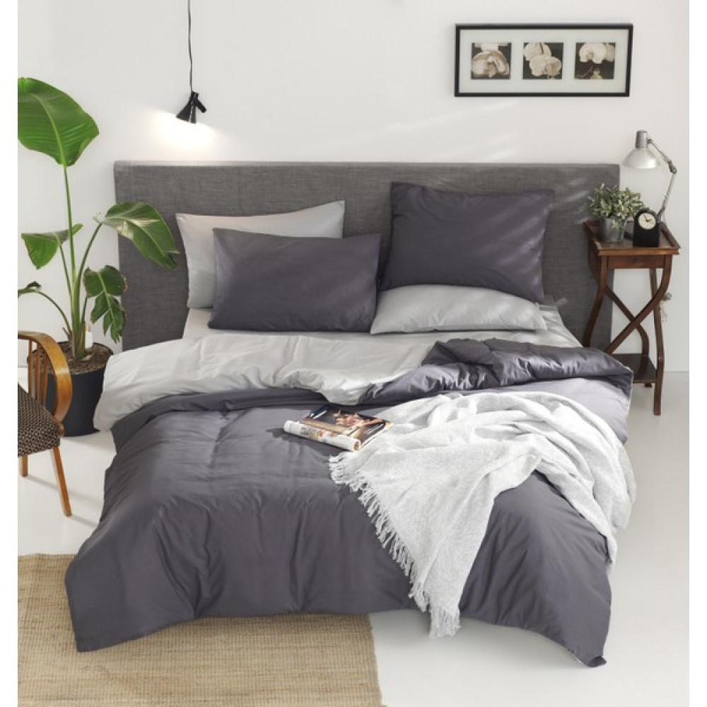 Enlora Home Çift Yönlü Füme & Irene Gri Çift Kişilik Nevresim Takımı - Füme - Gri - 160 x 220 cm Nevresim Takımı Fiyatı