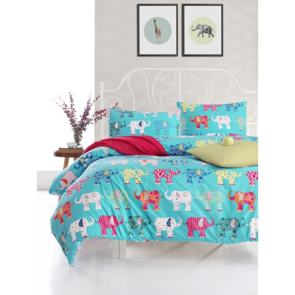 Enlora Home Filika Mavi Doğal Pamuk Çift Kişilik Nevresim Seti - 200 x 220 cm Nevresim Takımı Fiyatı