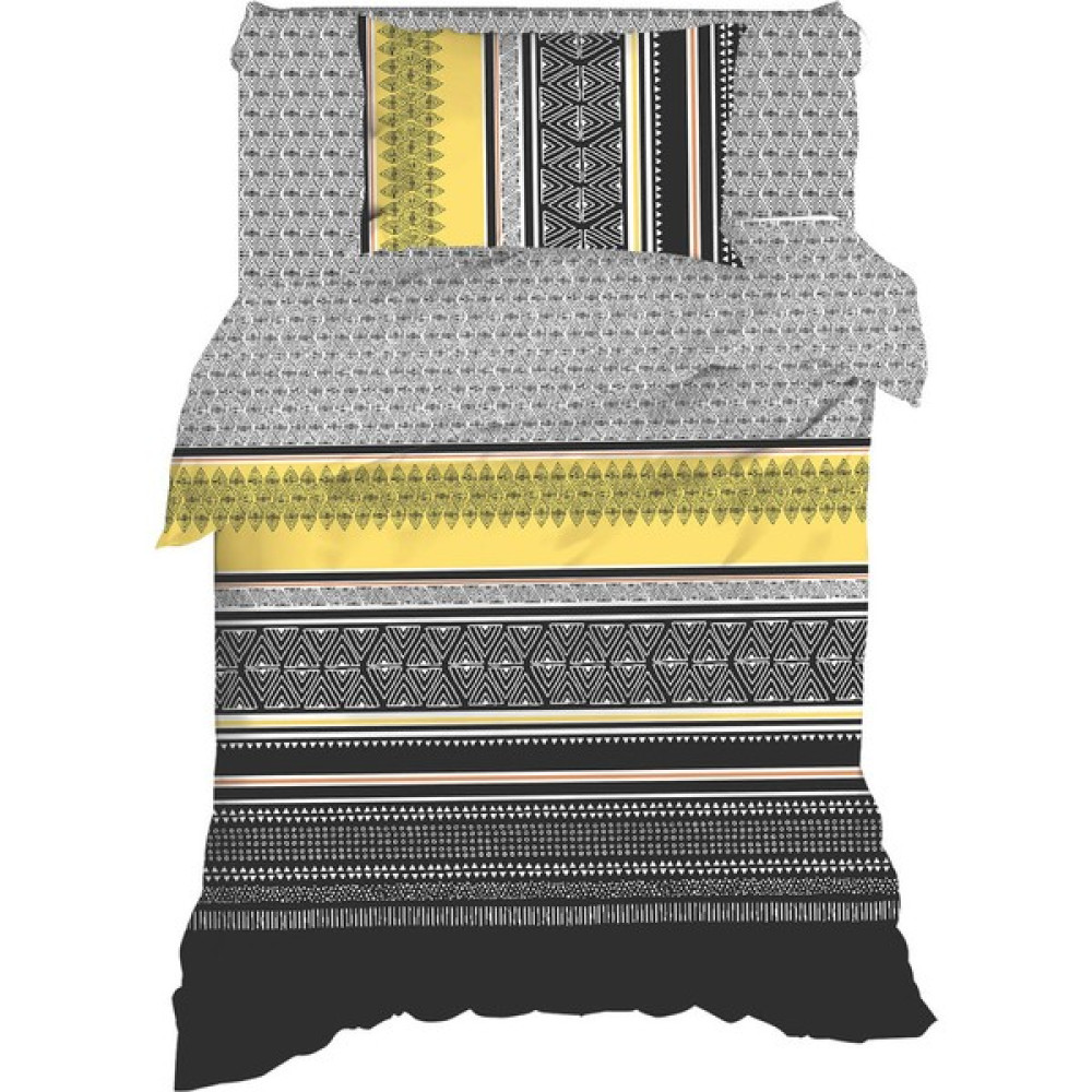 Enlora Home Formas Sarı & Siyah Doğal Pamuk Tek Kişilik Nevresim Takımı - Siyah - Sarı - 160 x 220 cm Nevresim Takımı Fiyatı