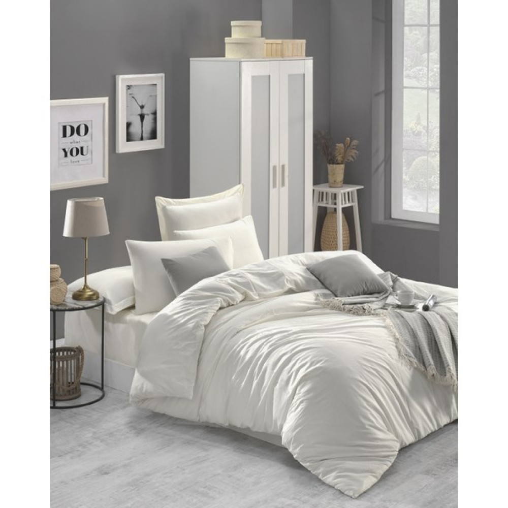 Enlora Home Freshcolor Ekru Düz Renk Çift Kişilik Nevresim Takımı - 160 x 220 cm Nevresim Takımı Fiyatı