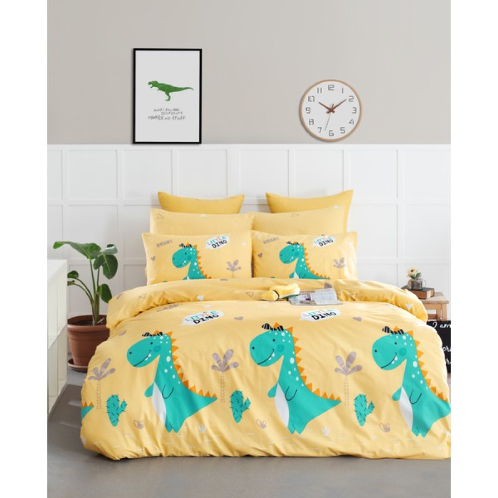Enlora Home Little Dino Sarı Doğal Pamuk Çift Kişilik Nevresim Seti - 200 x 220 cm Nevresim Takımı Fiyatı