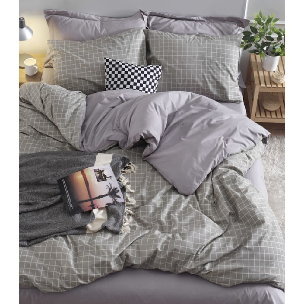 Enlora Home Nevresim Takımı Çift Kişilik Baskılı Monte Gri - 200 x 220 cm Nevresim Takımı Fiyatı