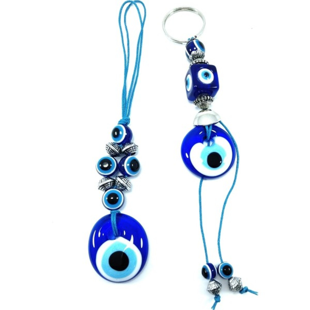 Ennea Art Nazar Boncuğu Araba Dikiz Ayna Süsü El Yapımı Cam Hediyelik Ikili Set Anahtarlık Fiyatı
