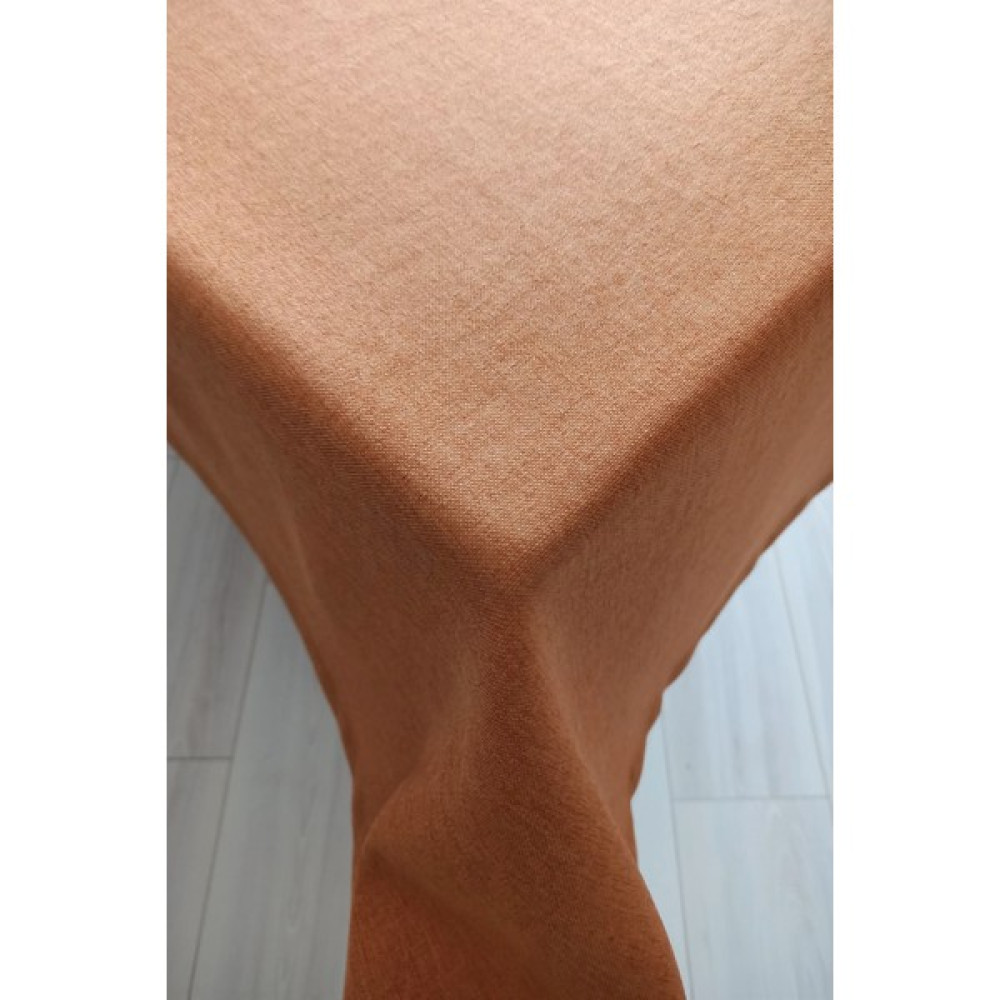 Eno Concept Keten Dokulu Premium Kalite Leke Tutmaz Yavruağzı Masa Örtüsü - 140 x 220 cm - Turuncu Masa Örtüsü Fiyatı
