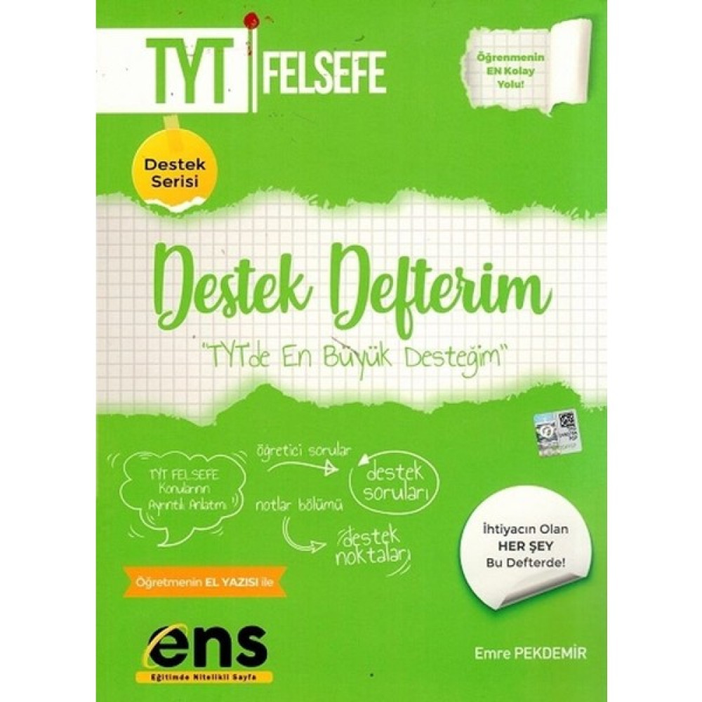 ENS Yayıncılık TYT Felsefe Destek Defterim - Emre Pekdemir Temel Yeterlilik Testi (TYT) Fiyatı