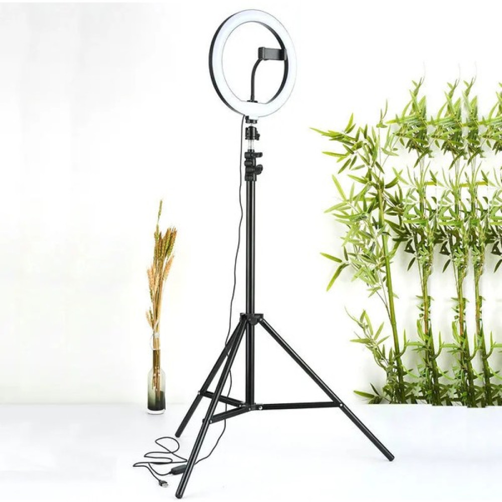Enshall LED Tripod Işıklı Güzellik Merkezi Telefon Tutucu Makyaj Işığı Ring Light 14 Inç + 2.1 Metre Tripod Tripodlar Fiyatı
