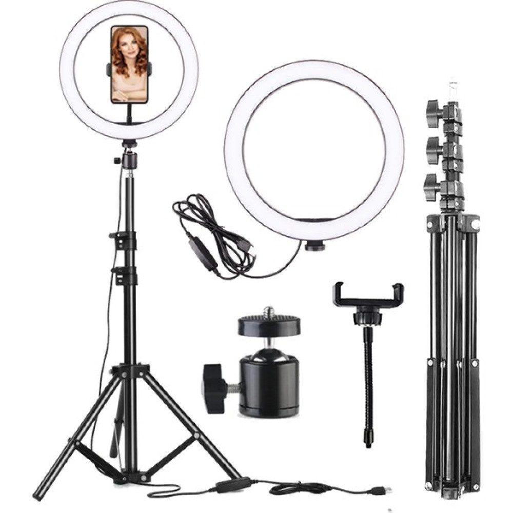 Enshall Ring Light Bt Kumandalı+Adaptör Işık 120 LED Tiktok Tripod Işıklı Makyaj Işığı 10 Inç 2.1 mt Tripod Tripodlar Fiyatı