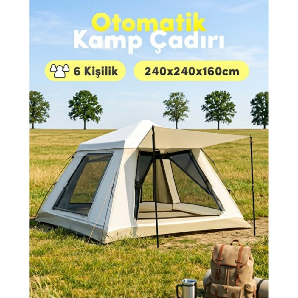 Ensiga 6 Kişilik Otomatik Kamp Çadırı Güneşlikli Su Geçirmez Geniş Aile Çadırı 240X240X160 cm SSD / Solid State Drive Fiyatı
