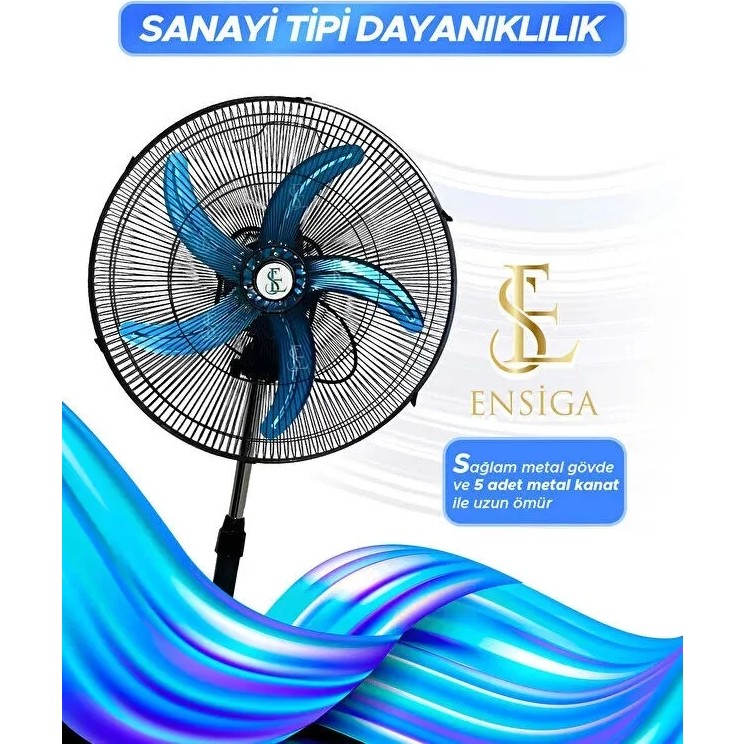 Ensiga Vantilatör Güçlü 18" Sanayi Tip 4 Salınım 80W Güçlü Performansı ve Dayanıklı Yapı Fan - Siyah Vantilatörler Fiyatı