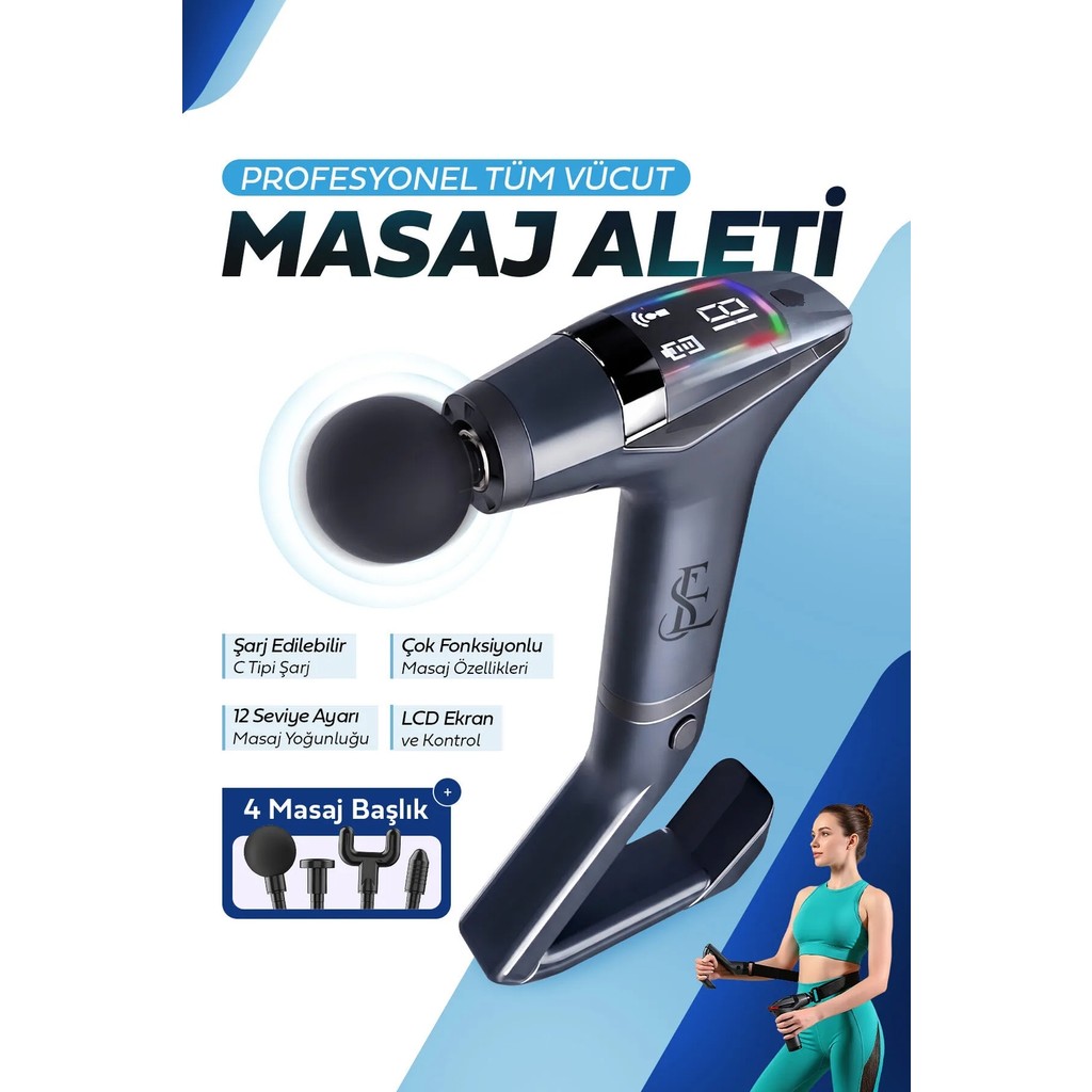 Ensiga Yeni Nesil Profesyonel LCD Göstergeli Şarjlı Tüm Vucut Masaj Tabancası Çok Fonksiyon Fıtness Masajı Masaj Cihazları Fiyatı