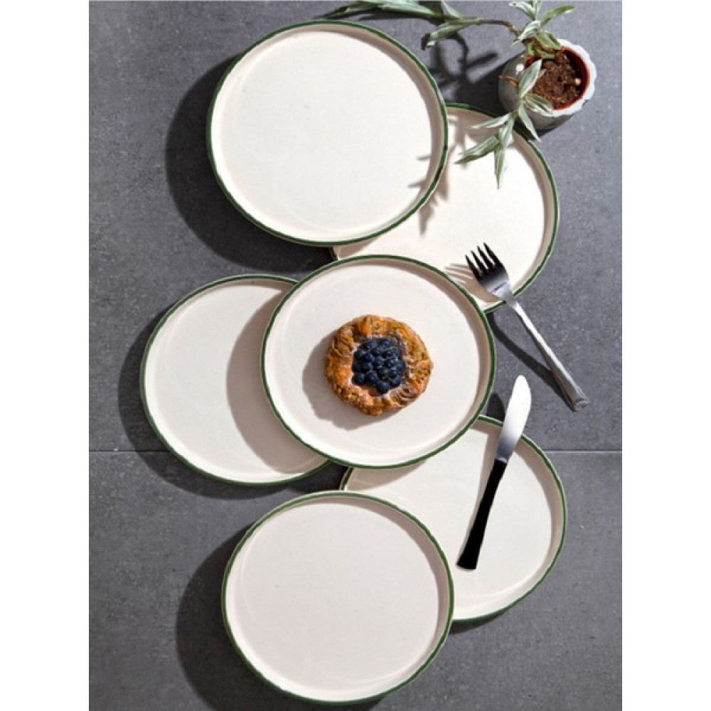 Entarzlife 6'lı Özel Tasarım Handmade 20CM Stackable Düz Desen Pasta Tabak Seti Mutfak Gereçleri Fiyatı