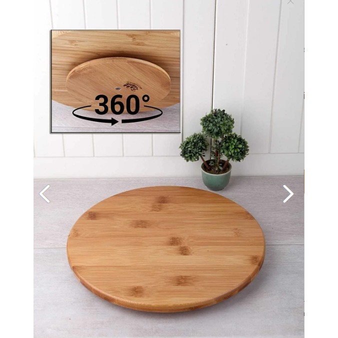 Entarzlife Bambu Döner Standlı 30X30 cm Pizza Sunum Tahtası Mutfak Gereçleri Fiyatı