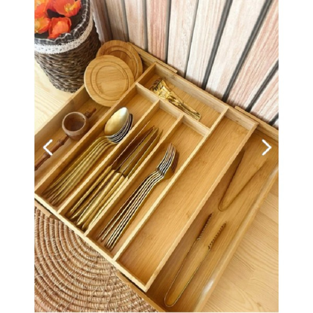 Entarzlife Büyük Boy Bambu Çekmece Içi Kaşıklık Çekmece Düzenleyici Kapalı (33X44) Açık (47X44)CM Pratik Mutfak Gereçleri Fiyatı