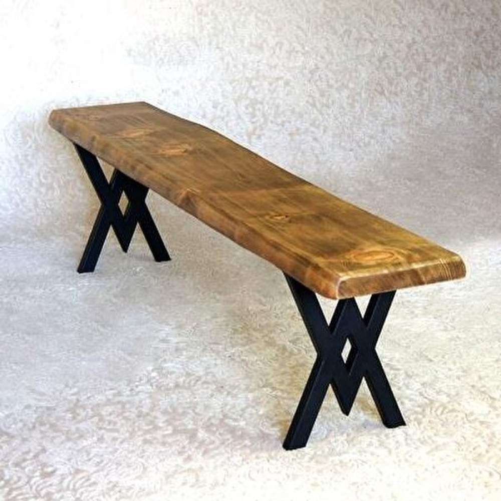 Entema Doğal Ağaç Masif Bank Bench 120 Cm( Metal Ayak ) - Renkli Mutfak Dolabı / Mobilyası Fiyatı