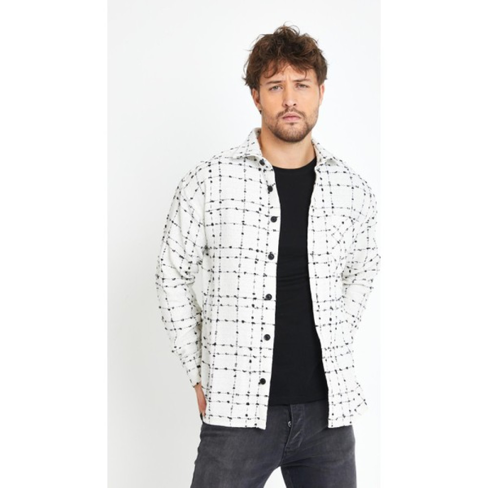 Enuygunenmoda Erkek Slim Fit Tek Cep Kareli Hakiki Oduncu Gömleği Beyaz Erkek Gömlek Fiyatı