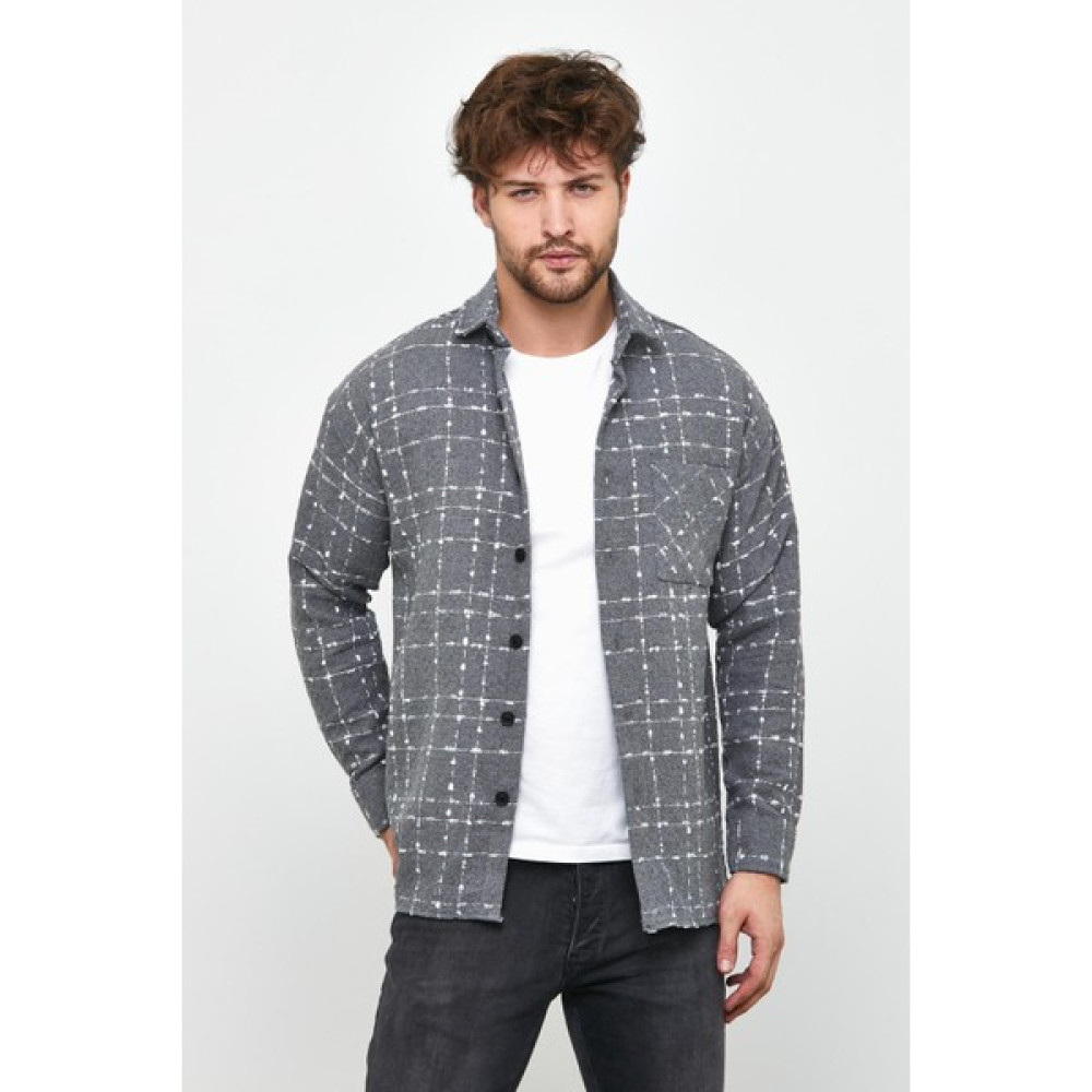 Enuygunenmoda Erkek Slim Fit Tek Cep Kareli Hakiki Oduncu Gömleği Gri Erkek Gömlek Fiyatı