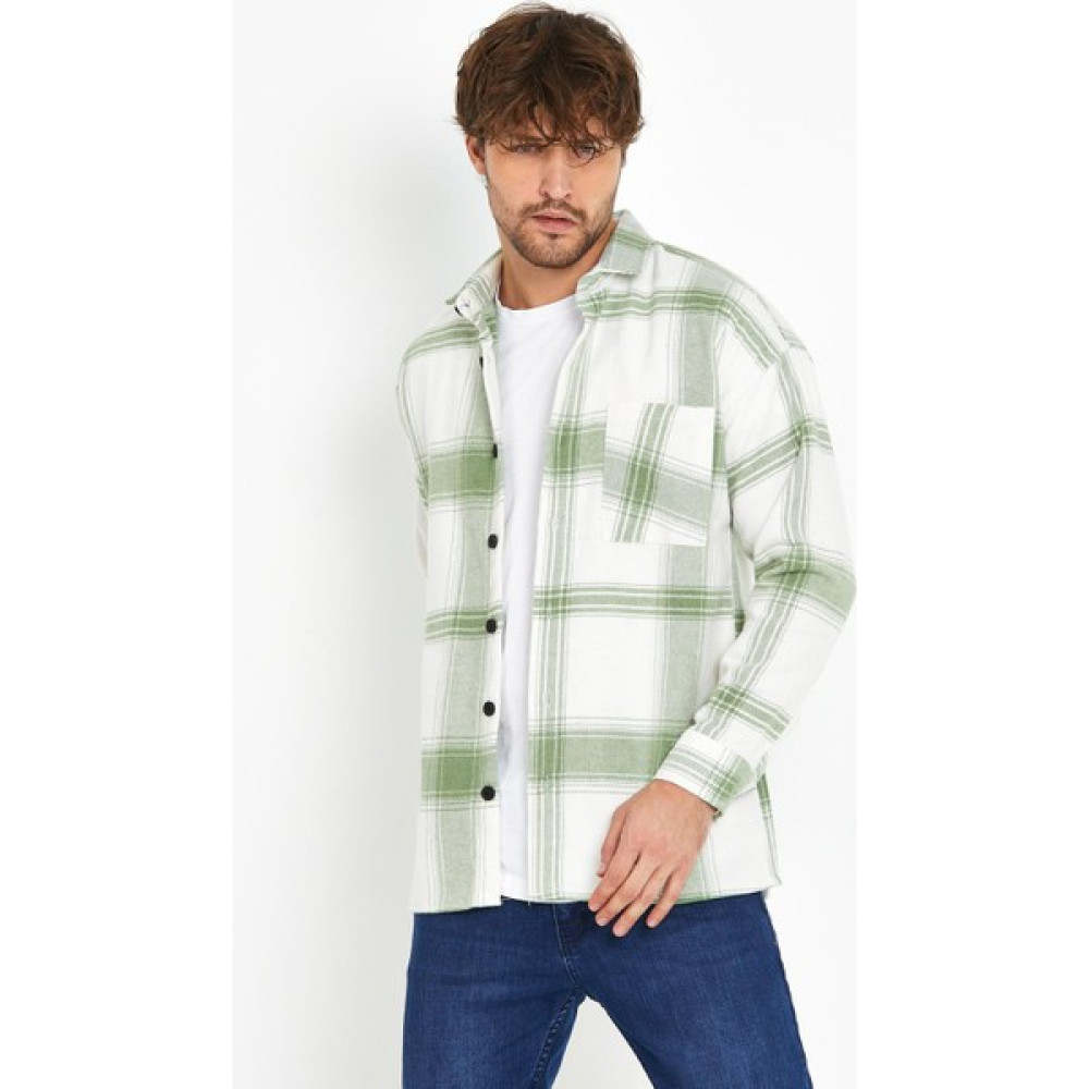 Enuygunenmoda Erkek Slim Fit Tek Cep Kareli Hakiki Oduncu Gömleği Yeşil Erkek Gömlek Fiyatı