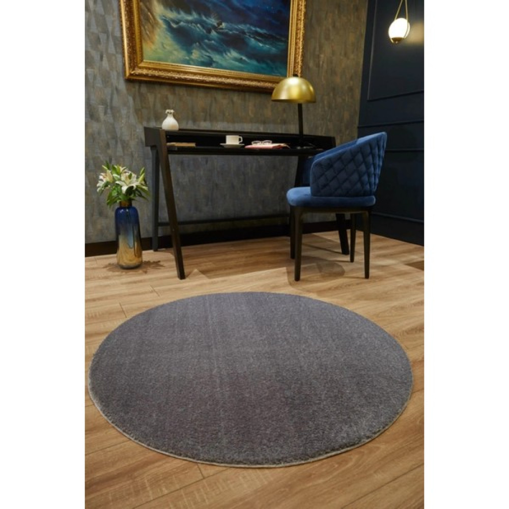 Enva Home Jel Taban Yıkanabilir Yolluk Daire Overloklu Uzun Tüylü Peluş Post Antrasit - 120 x 120 cm Paspas Fiyatı
