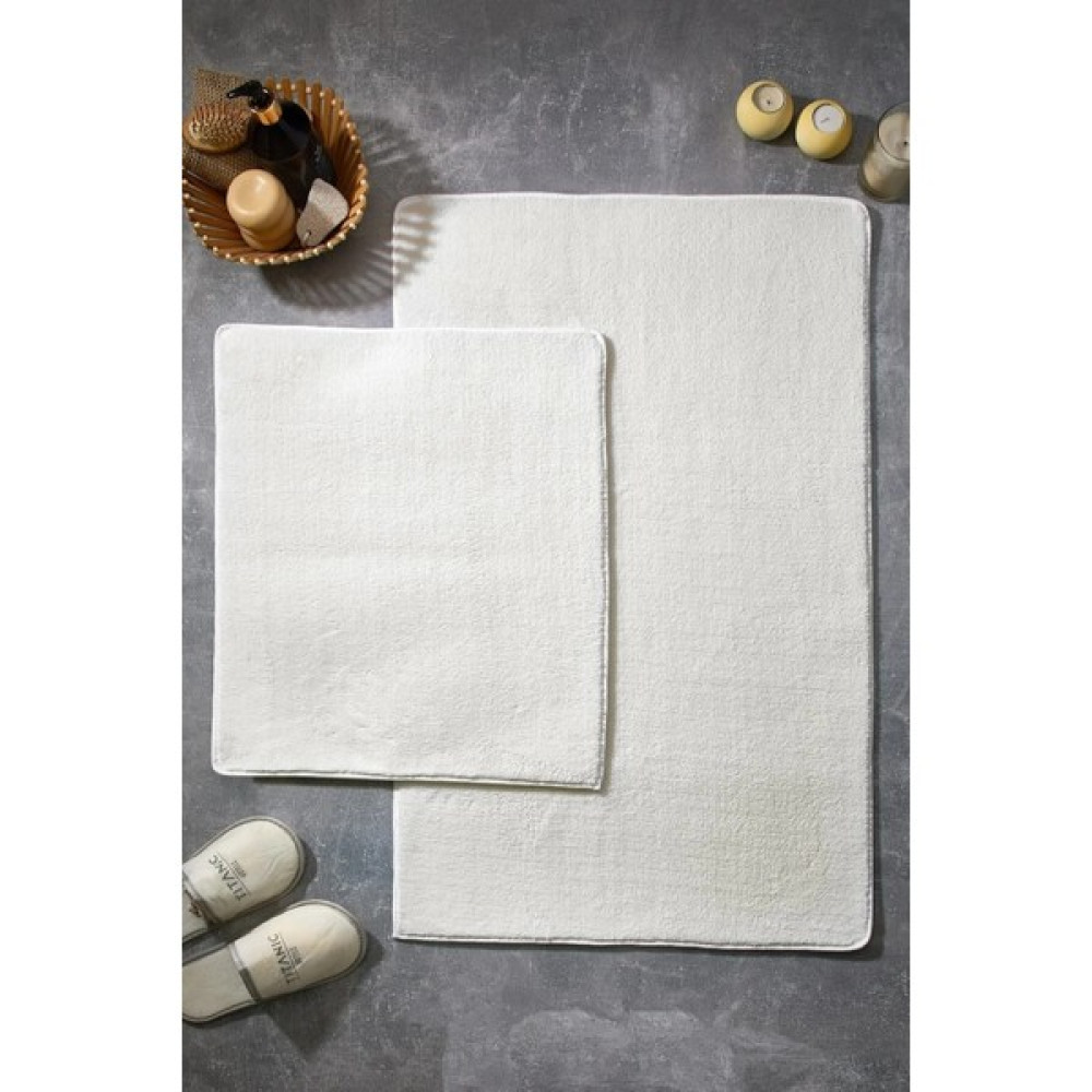 Enva Home Post Peluş Banyo Paspas 2'li Set, Kaymaz Taban Makina Da Yıkanılabilir 80X50CM- 40X50CM Beyaz - 40 x 50 cm Klozet Takımı Fiyatı