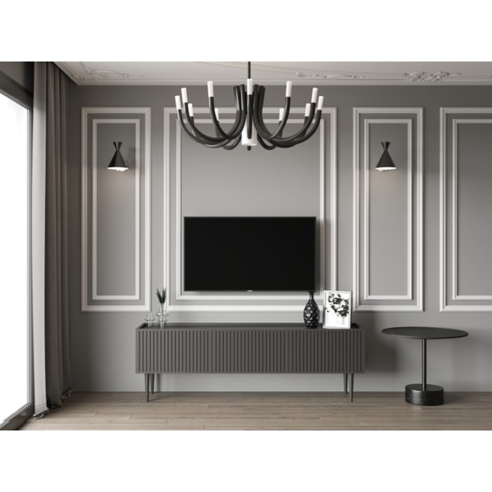 Enwood Capella Country 3 Kapaklı Ahşap Ayaklı 160 cm Tv Ünitesi - Siyah Tv Ünitesi / Sehpası Fiyatı