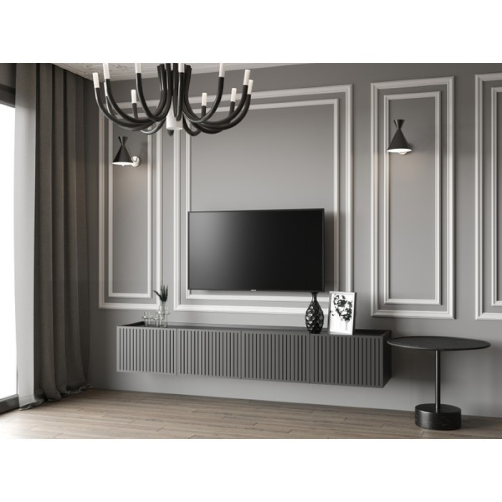 Enwood Capella Country 4 Kapaklı Duvara Monte 180 cm Tv Ünitesi - Siyah Tv Ünitesi / Sehpası Fiyatı