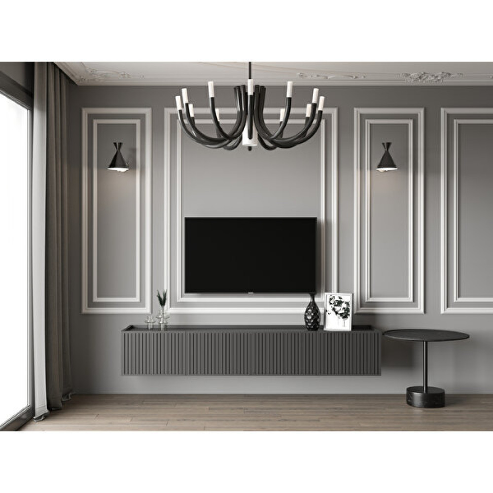 Enwood Capella Country Siyah 5 Kapaklı Duvara Monte 200 cm Tv Ünitesi Tv Ünitesi / Sehpası Fiyatı