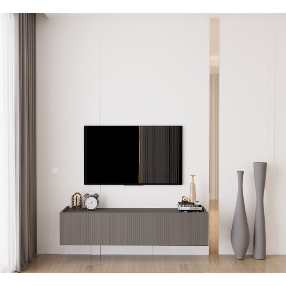 Enwood Capella Gri Mdf Country 3 Kapaklı Duvara Monte 140 cm Tv Ünitesi Tv Ünitesi / Sehpası Fiyatı